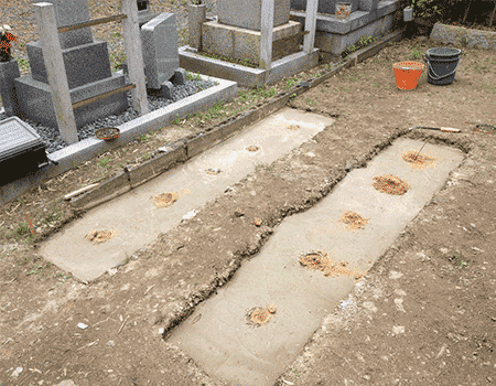 東福寺 墓地 荘厳院墓地　新区画　基礎工事完了